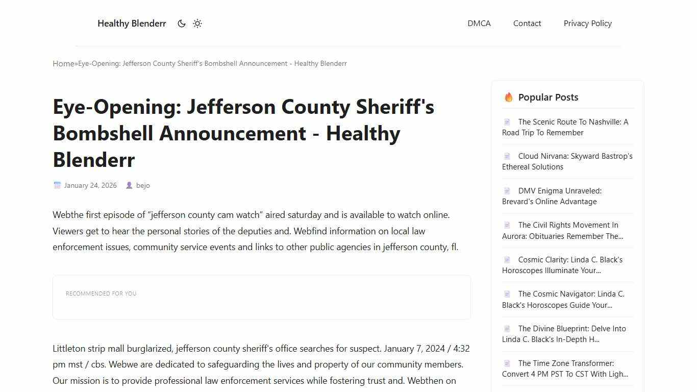 Eye-Opening: Jefferson County Sheriff's Bombshell Announcement - Healthy Blenderr