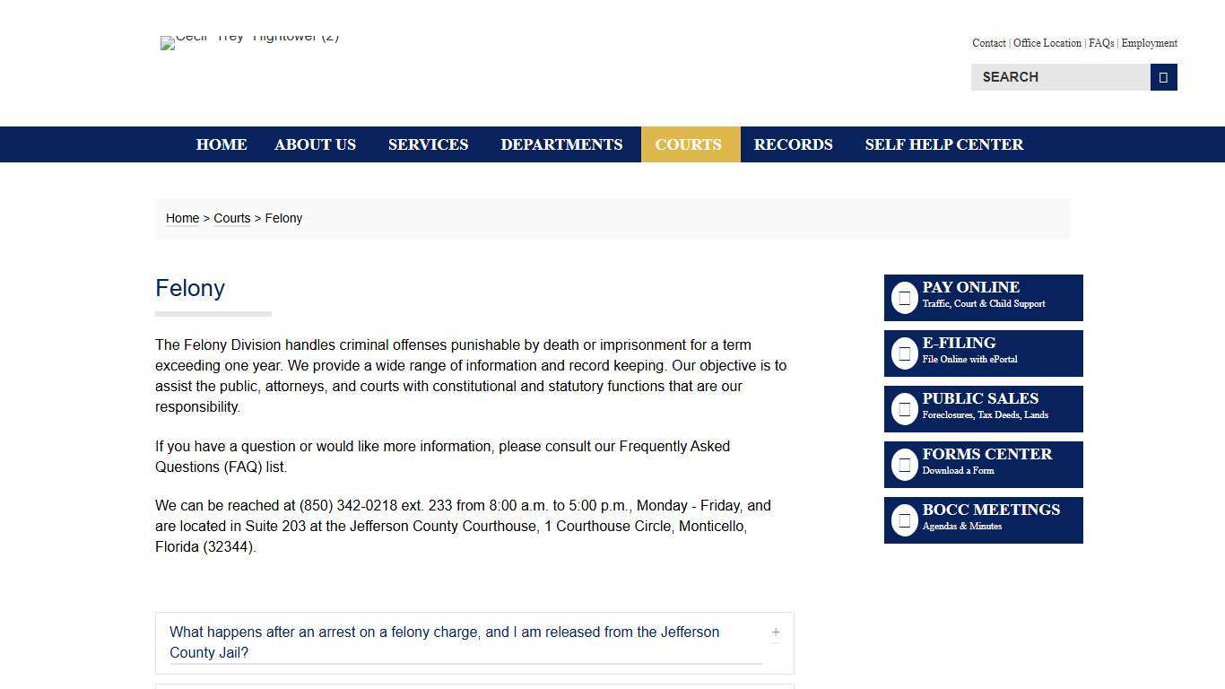 Felony Court Information - Jefferson County Clerk